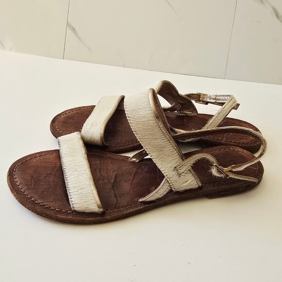 Freebird Aruba Calf Hair Strap Sandal Cream Brown Size 39 - Picture 2 of 8